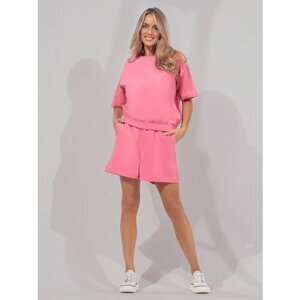 Костюм VITACCI, футболка и шорты, повседневный стиль, свободный силуэт, размер 46-48, розовый