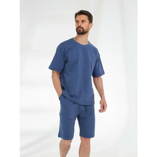 Костюм VITACCI, футболка и шорты, силуэт свободный, размер 50/52, синий