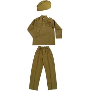 Костюм военный для мальчика (размер 26) - Из ткани - пилотка + брюки + рубашка гимнастерка камуфляжные