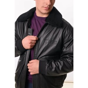 Кожаная куртка YIERMAN, размер 50, черный