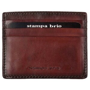 Кредитница Stampa Brio, натуральная кожа, 4 кармана для карт, коричневый