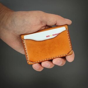 Кредитница визитница-раст, натуральная кожа, 4 кармана для карт, 8 визиток, оранжевый