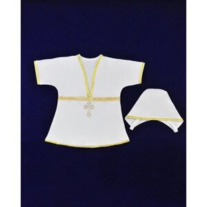 Крестильный комплект: рубашка с чепчиком, размер 80, мол-зол