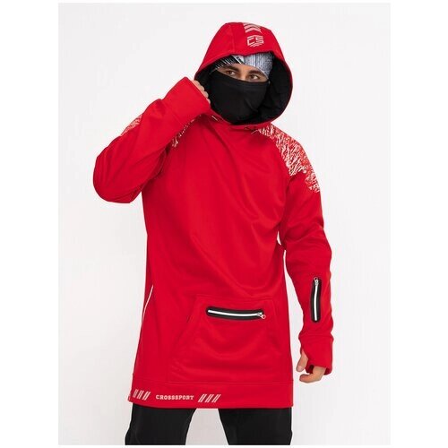 Куртка CroSSSport, силуэт свободный, карманы, водонепроницаемая, ветрозащитная, карман для ски-пасса, регулируемый капюшон, светоотражающие элементы, несъемный капюшон, мембранная, размер 44, красный