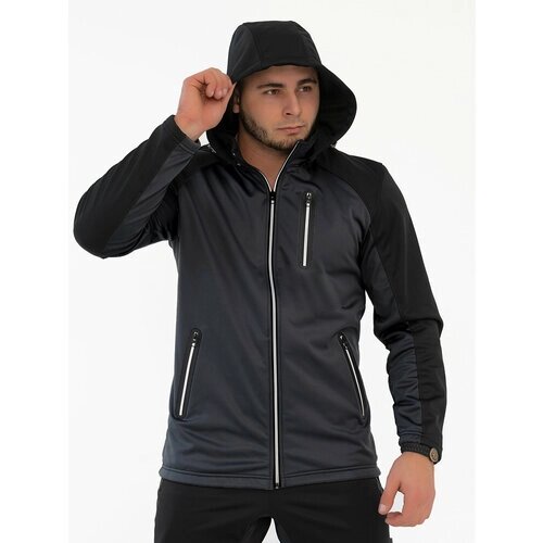 Куртка CroSSSport, средней длины, силуэт свободный, ветрозащитная, ультралегкая, мембранная, карманы, съемный капюшон, светоотражающие элементы, водонепроницаемая, влагоотводящая, размер 46, серый