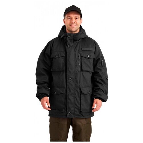 Куртка демисезонная, силуэт прямой, капюшон, карманы, манжеты, размер 48-50 182-188, черный