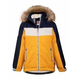 Куртка KISU зимняя, водонепроницаемость, регулируемые манжеты, мембрана, съемный капюшон, подкладка, светоотражающие элементы, размер 122, синий