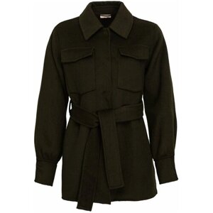 Куртка LIU JO, демисезон/зима, средней длины, силуэт прямой, без капюшона, карманы, размер 46, хаки