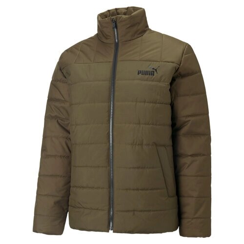 Куртка PUMA, средней длины, силуэт прямой, карманы, без капюшона, стеганая, ветрозащитная, водонепроницаемая, размер L, зеленый