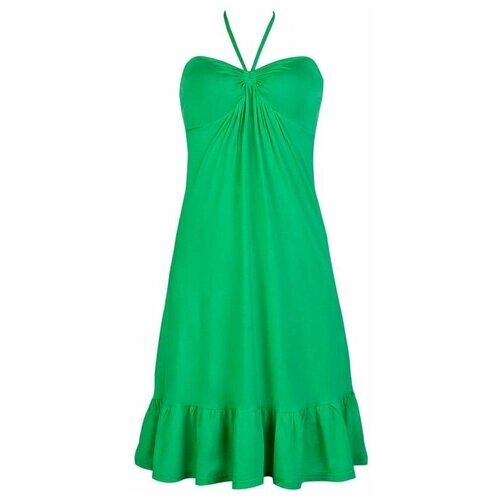 Легкое короткое пляжное платье с воланами, зеленый, M