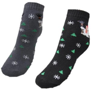 Махровые детские носки Сартэкс, размер 20-22 (32-34), комплект 2 шт. Черный\Джинс