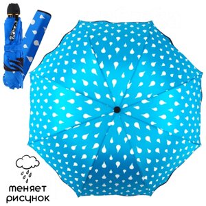 Мини-зонт ЭВРИКА подарки и удивительные вещи, механика, 2 сложения, купол 92 см., 8 спиц, чехол в комплекте, синий