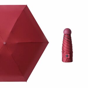 Мини-зонт механика, 3 сложения, купол 90 см., 6 спиц, система «антиветер», чехол в комплекте, бордовый