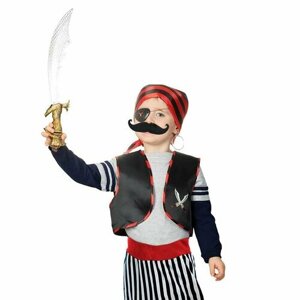 Набор пирата "Карамба", жилет, бандана, сабля, усы, наглазник, клипса, рост 98-110 см