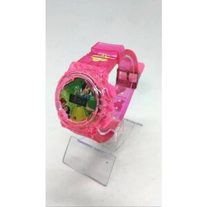 Наручные часы корпус пластик, ремешок резина, бесшумный механизм, розовый
