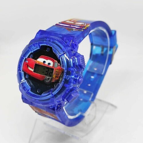 Наручные часы кварцевые, корпус пластик, ремешок резина, бесшумный механизм, синий