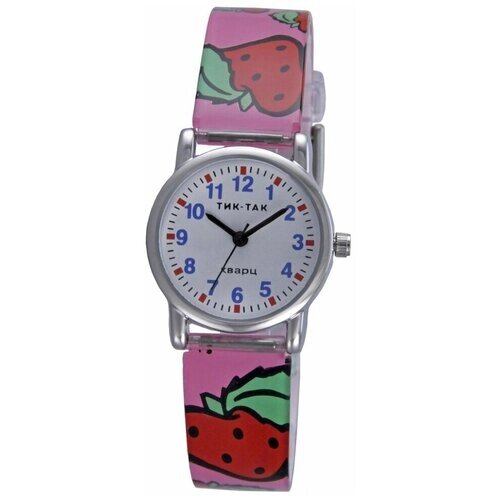 Наручные часы Тик-Так, кварцевые, корпус другой, ремешок пластик, водонепроницаемые, розовый