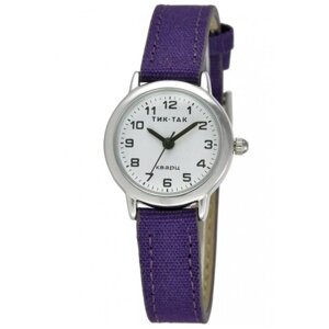 Наручные часы Тик-Так, кварцевые, ремешок текстиль, водонепроницаемые, фиолетовый