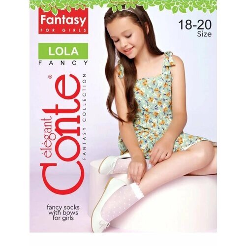 Носки Conte для девочек, фантазийные, капроновые, размер 20-22, белый