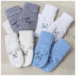 Носки детские бесшовные/носочки вязаные для новорожденных/цв. белый/размер 8 см