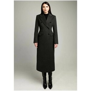 Пальто BUBLIKAIM, демисезон/зима, шерсть, силуэт прилегающий, средней длины, размер L, серый