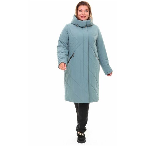 Пальто Karmel Style зимнее, силуэт прямой, удлиненное, размер 62, синий