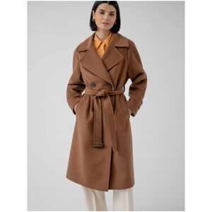 Пальто Pompa демисезонное, шерсть, силуэт прямой, средней длины, размер 44/170, бежевый