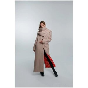 Пальто ZNWR, демисезон/зима, шерсть, силуэт прямой, удлиненное, размер XS, бежевый