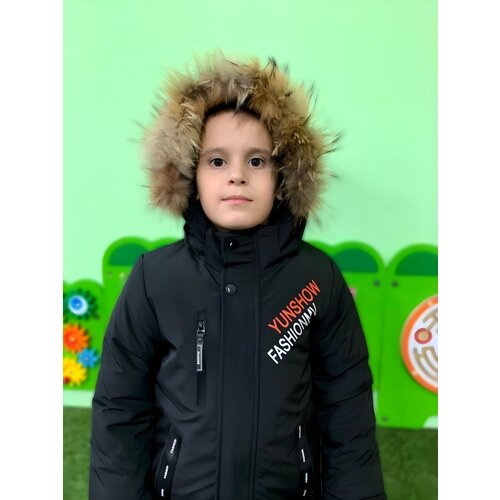 Парка Зимняя куртка для мальчика черная YS 11(1/25), размер 116, черный