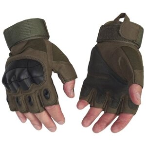 Перчатки беспалые с защитой (хаки), XL