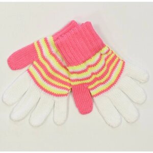 Перчатки Margot Bis для девочек демисезонные, хлопок, размер 12, розовый, белый