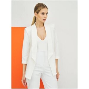 Пиджак BrandStoff, удлиненный, силуэт свободный, размер 48, белый
