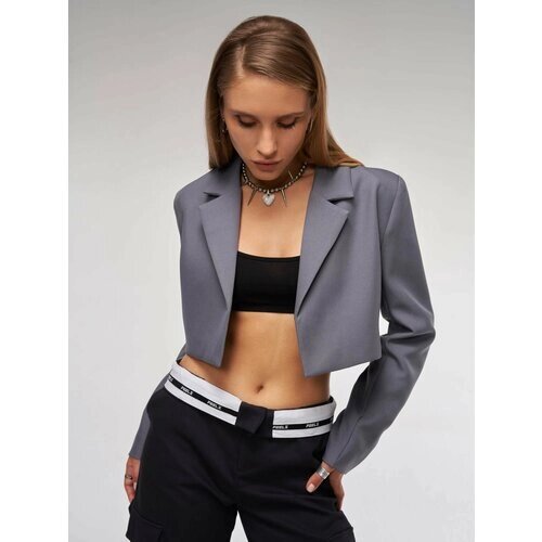 Пиджак FEELZ, укороченный, силуэт прилегающий, размер M, серый