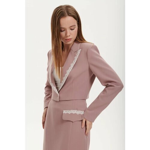 Пиджак МАКОВЦВЕТ, укороченный, размер 46 XS, розовый