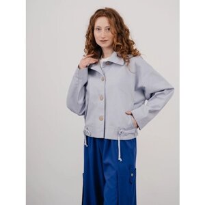 Пиджак Модный Дом Виктории Тишиной, средней длины, оверсайз, размер XL (54-56), голубой