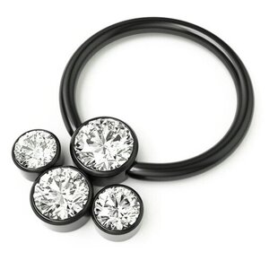 Пирсинг 4Love4You, кольцо, в нос, нержавеющая сталь, фианит, размер 10 мм., черный