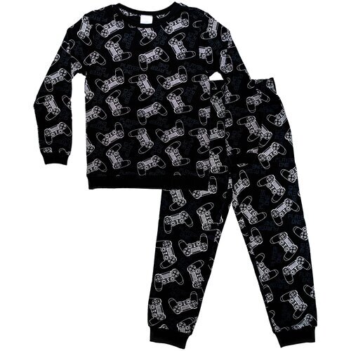 Пижама Андерсен, брюки, лонгслив, брюки с манжетами, манжеты, размер 134, черный