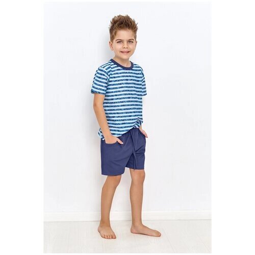 Пижама детская для мальчиков TARO Noah 2949-2950-01, футболка и шорты, темно-синий (Размер: 128)