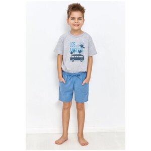 Пижама детская для мальчиков TARO Zane 2947-2948-01, футболка и шорты, серый (Размер: 116)