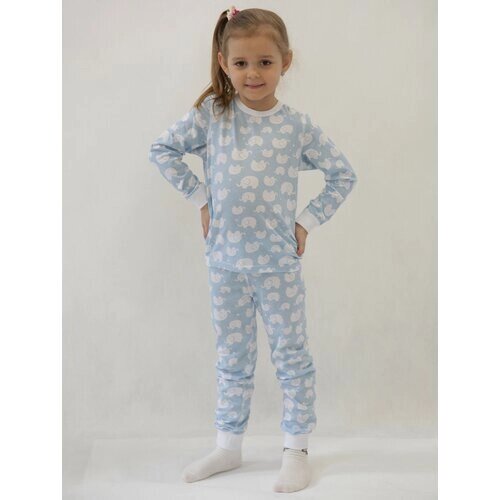 Пижама детская, G25-3122SET , размер 104, слоники, белая , для мальчика , для девочки