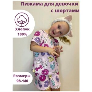 Пижама для девочки детская с шортами