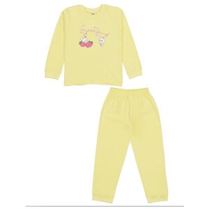 Пижама для девочки, для мальчика, 100% хлопок, летняя / Белый слон 5415 (желтый) р. 92/98