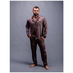 Пижама Малиновые сны, карманы, размер 56, коричневый