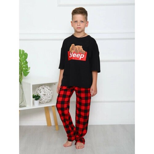 Пижама Милаша, размер 116, черный, красный