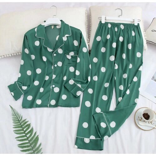 Пижама , размер M, зеленый, белый
