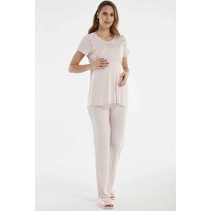 Пижама Relax Mode, платье, брюки, короткий рукав, размер 54, розовый