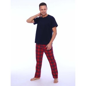 Пижама Рутатекс, брюки, футболка, размер 44/46, синий, красный