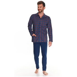 Пижама Taro, брюки, рубашка, размер L, синий