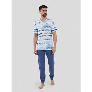 Пижама VITACCI, брюки, футболка, размер 44-46 (M), голубой