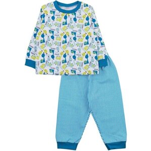 Пижама YOULALA для девочек, брюки, размер 74, голубой